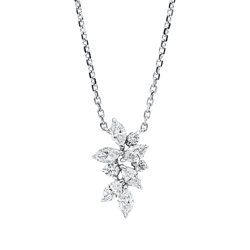 Collier    aus 750/-18 Karat Weißgold mit 9 Diamanten 0