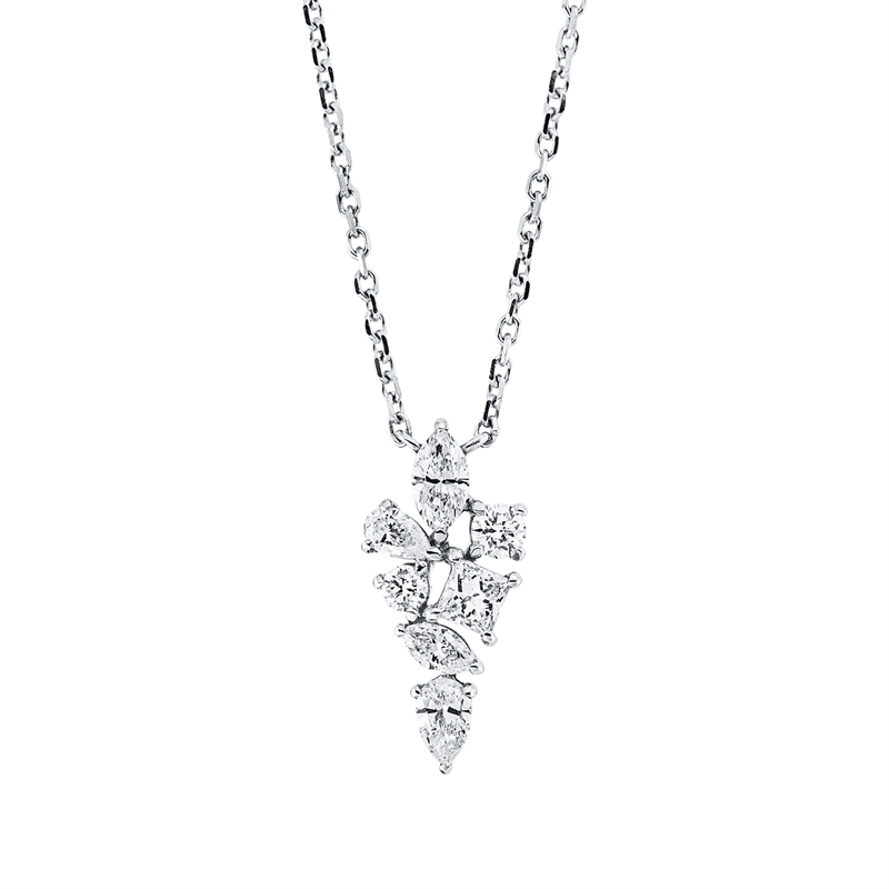 Collier    aus 750/-18 Karat Weißgold mit 7 Diamanten 0