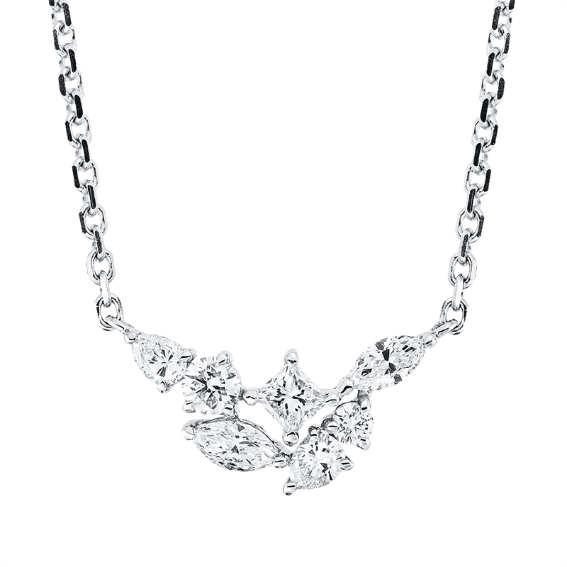 Collier    aus 750/-18 Karat Weißgold mit 7 Diamanten 0