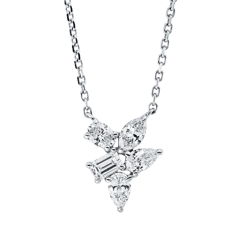 Collier    aus 750/-18 Karat Weißgold mit 6 Diamanten 0