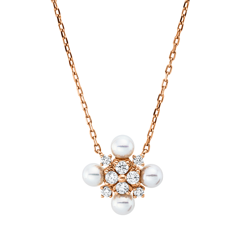 Collier   mit Akoyaperle aus 750/-18 Karat Rotgold mit 6 Diamanten 0