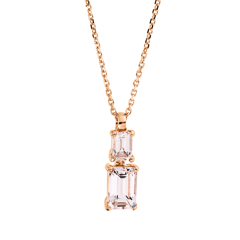 Collier mit Morganit  aus 750/-18 Karat Rotgold  