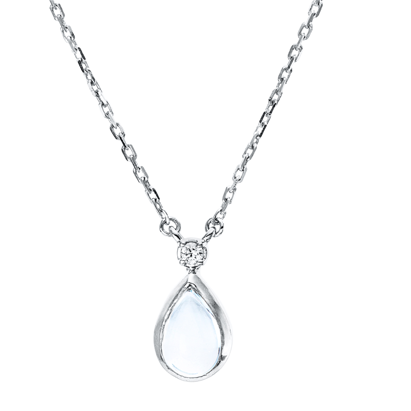 Collier mit Topas  aus 750/-18 Karat Weißgold mit 1 Diamant 0