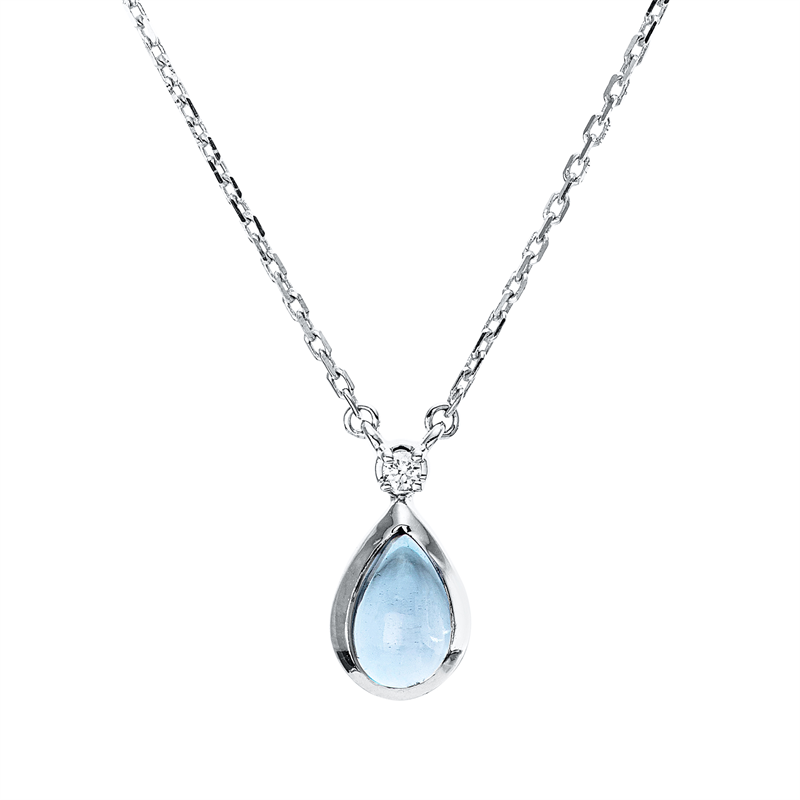 Collier mit Topas  aus 750/-18 Karat Weißgold mit 1 Diamant 0