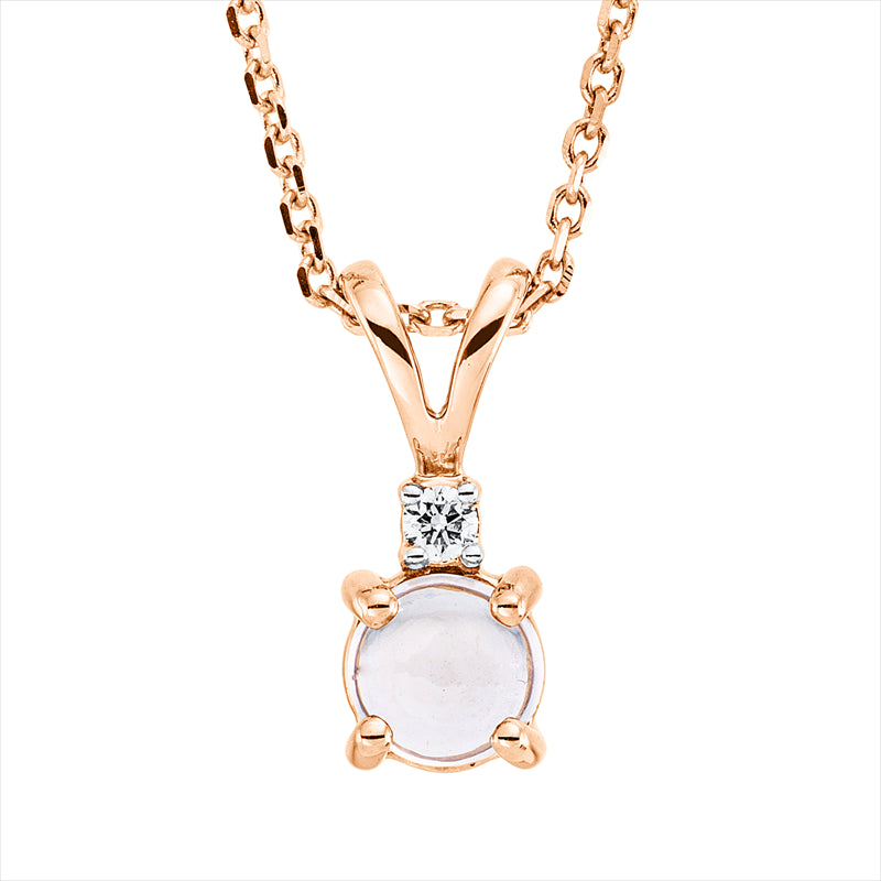 Collier mit Morganit  aus 750/-18 Karat Rotgold mit 1 Diamant 0
