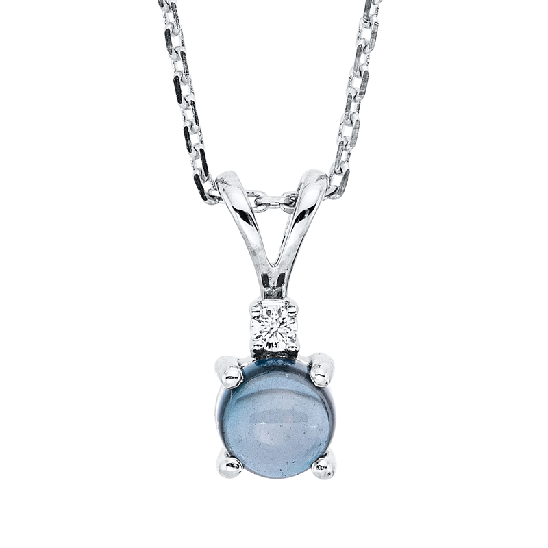 Collier mit Topas  aus 750/-18 Karat Weißgold mit 1 Diamant 0