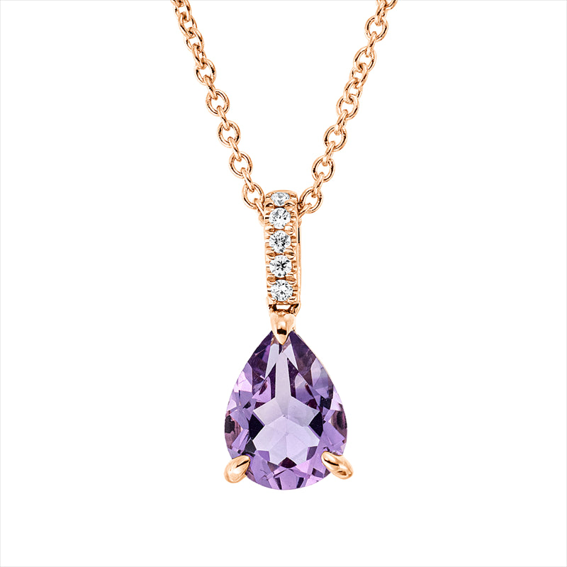 Collier mit Amethyst  aus 750/-18 Karat Rotgold mit 5 Diamanten 0