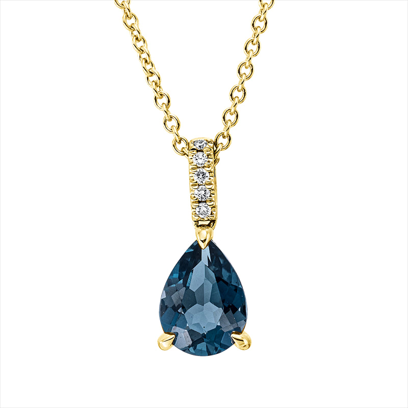 Collier mit Topas  aus 750/-18 Karat Weißgold mit 5 Diamanten 0