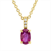 Collier mit Rubin  aus 750/-18 Karat Gelbgold mit 3 Diamanten 0