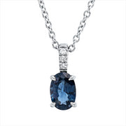 Collier mit Saphir  aus 750/-18 Karat Weißgold mit 3 Diamanten 0