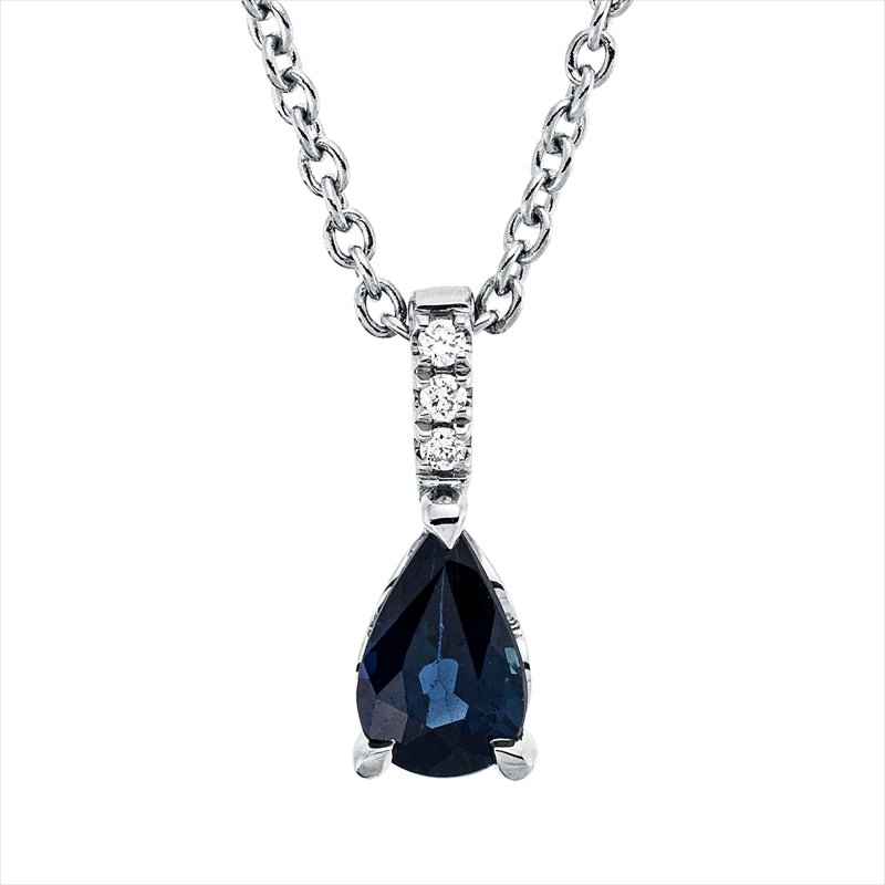 Collier mit Saphir  aus 750/-18 Karat Weißgold mit 3 Diamanten 0