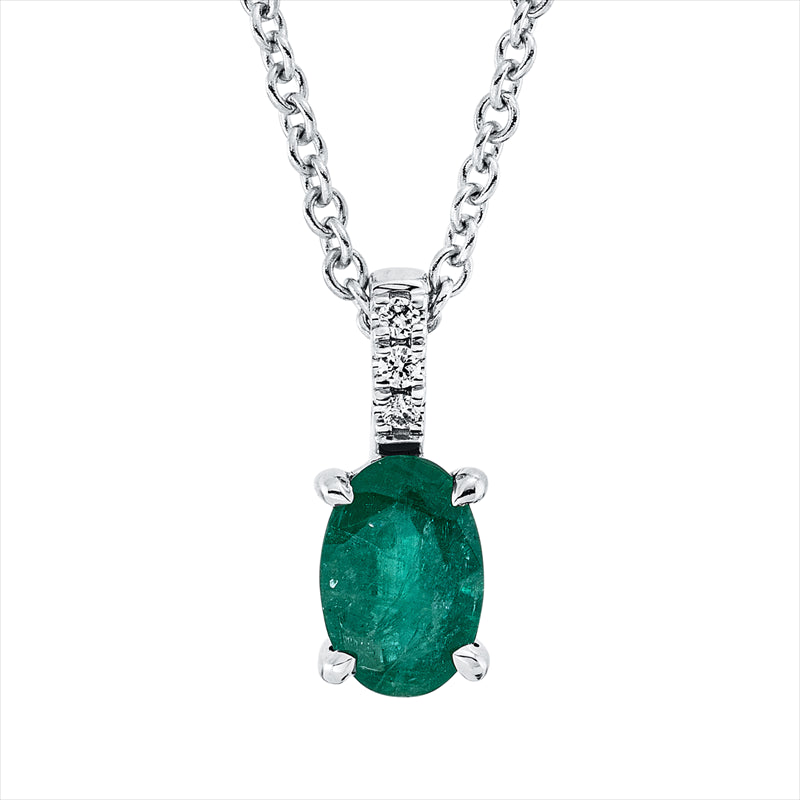 Collier mit Smaragd  aus 750/-18 Karat Weißgold mit 3 Diamanten 0