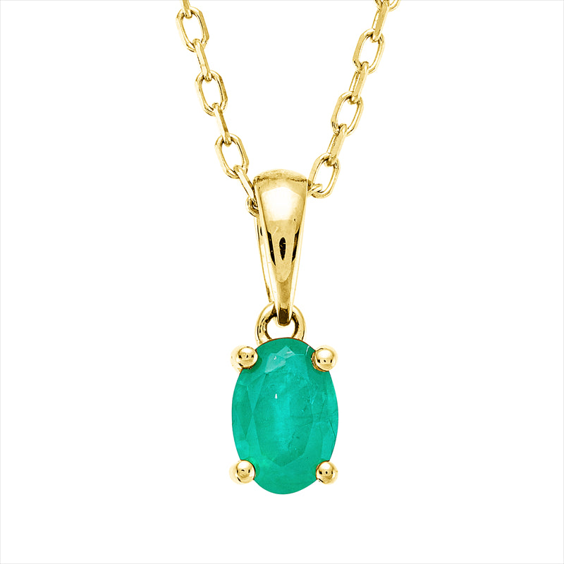 Collier mit Smaragd  aus 750/-18 Karat Gelbgold  