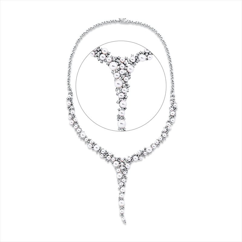 Collier   mit Zuchtperle aus 750/-18 Karat Weißgold mit 219 Diamanten 2