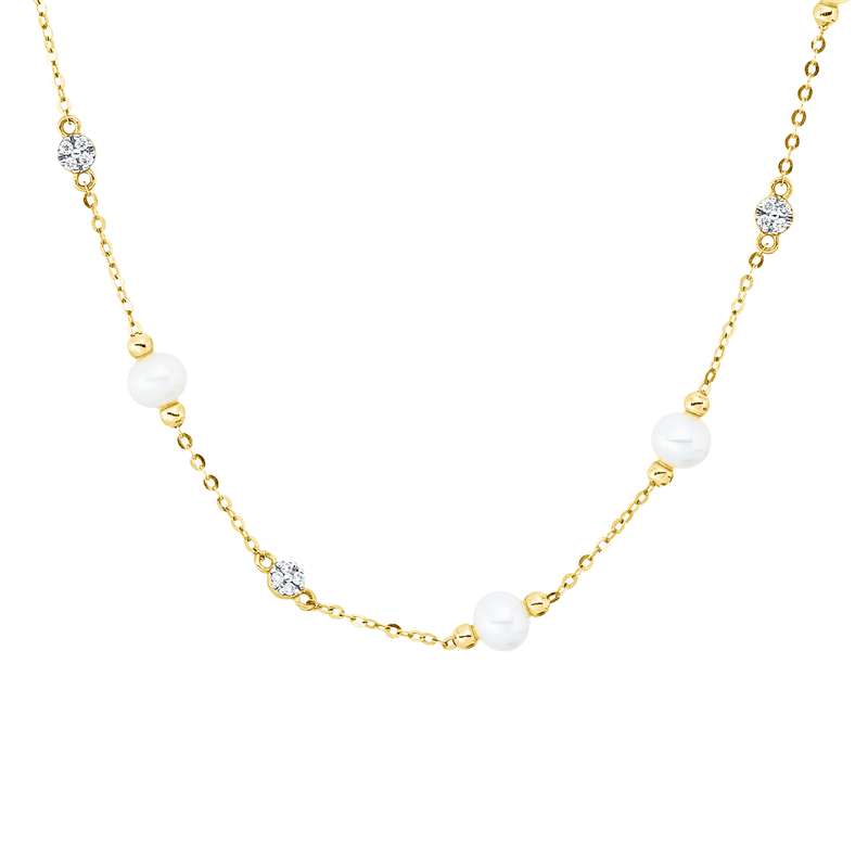 Collier   mit Süßwasserperle aus 750/-18 Karat Gelbgold mit 12 Diamanten 0