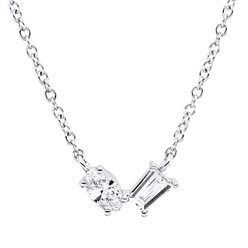 Collier    aus 750/-18 Karat Weißgold mit 2 Diamanten 0