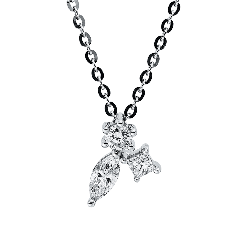 Collier    aus 750/-18 Karat Weißgold mit 3 Diamanten 0