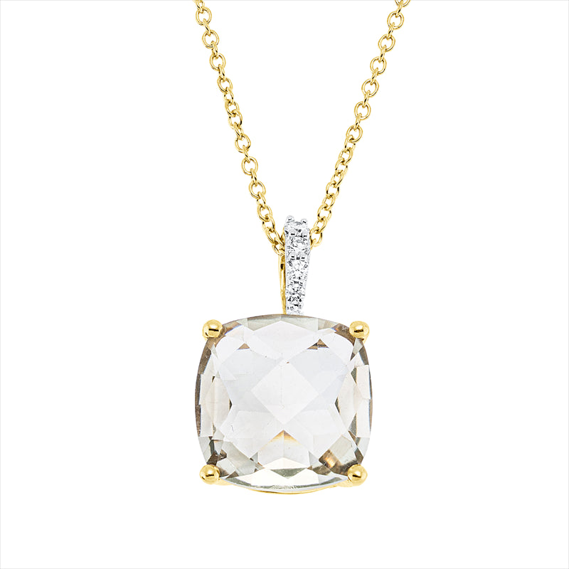 Collier mit Amethyst  aus 750/-18 Karat Gelbgold mit 5 Diamanten 0