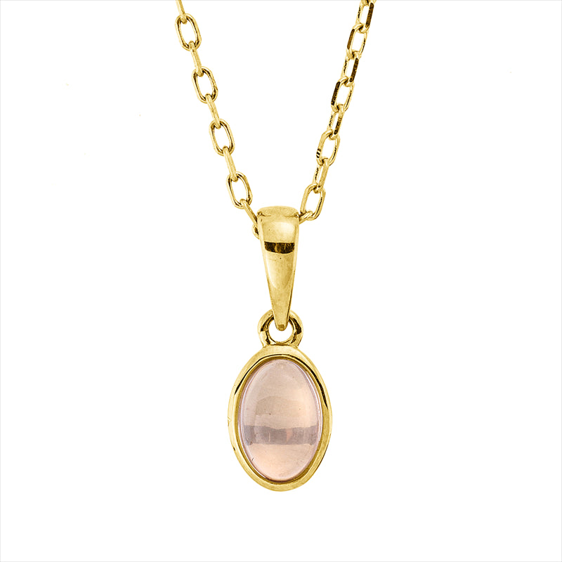 Collier mit Rosenquarz  aus 750/-18 Karat Gelbgold  