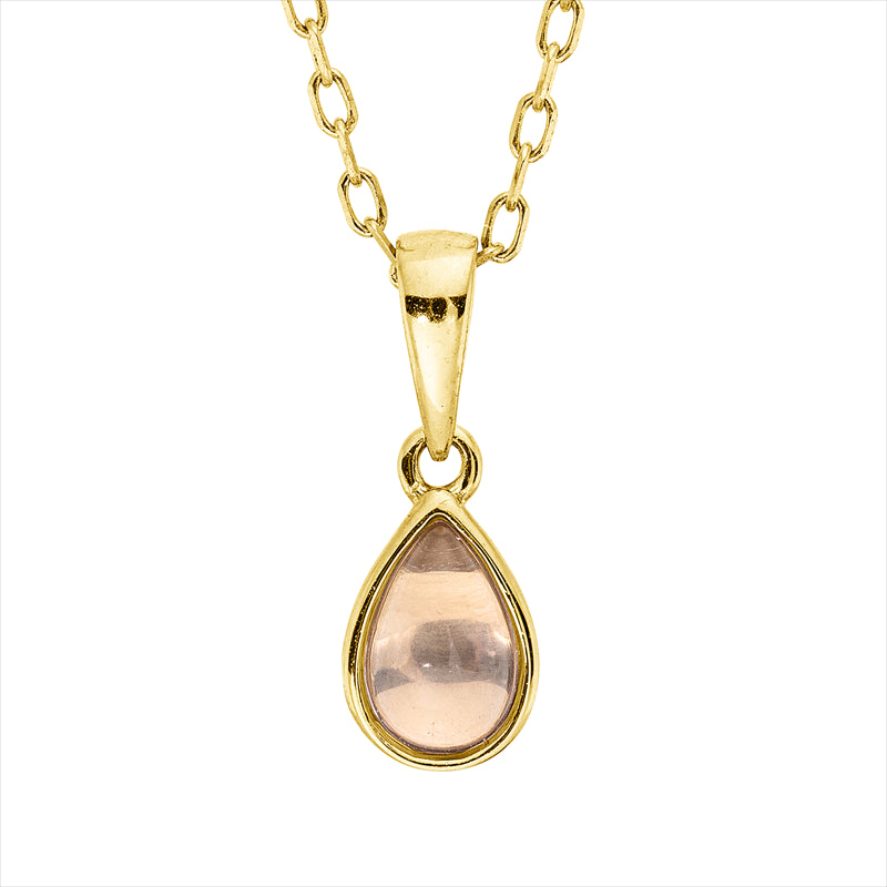 Collier mit Rosenquarz  aus 750/-18 Karat Gelbgold  