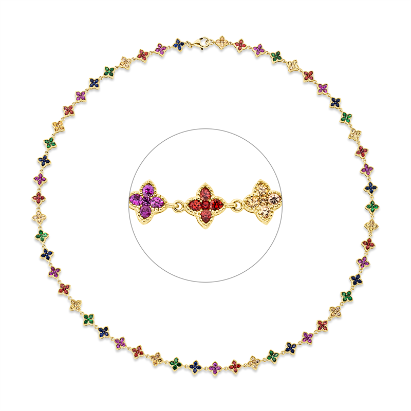 Collier mit Saphir  aus 750/-18 Karat Gelbgold  