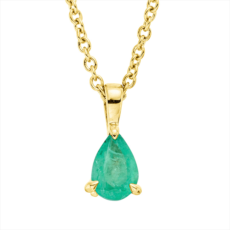 Collier mit Smaragd  aus 750/-18 Karat Gelbgold  