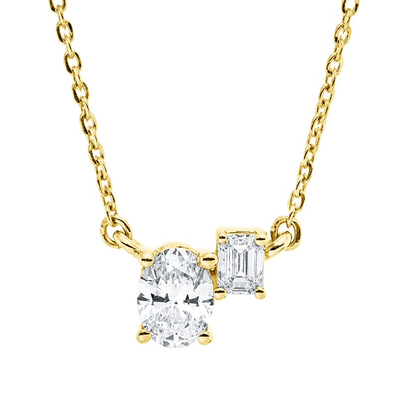 Collier    aus 750/-18 Karat Gelbgold mit 2 Diamanten 0