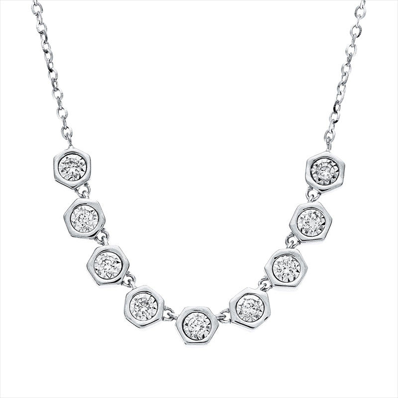 Collier    aus 750/-18 Karat Weißgold mit 9 Diamanten 0