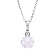 Collier   mit Zuchtperle aus 750/-18 Karat Weißgold mit 1 Diamant 0