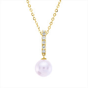 Collier   mit Zuchtperle aus 750/-18 Karat Gelbgold mit 6 Diamanten 0