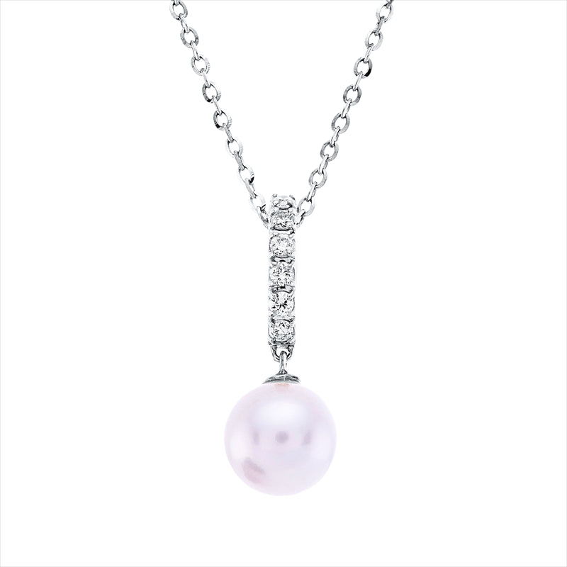 Collier   mit Zuchtperle aus 750/-18 Karat Weißgold mit 6 Diamanten 0