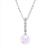 Collier   mit Zuchtperle aus 750/-18 Karat Weißgold mit 6 Diamanten 0