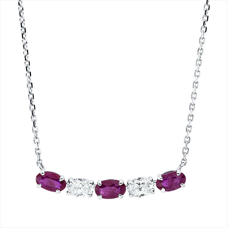 Collier mit Rubin  aus 750/-18 Karat Weißgold mit 2 Diamanten 0
