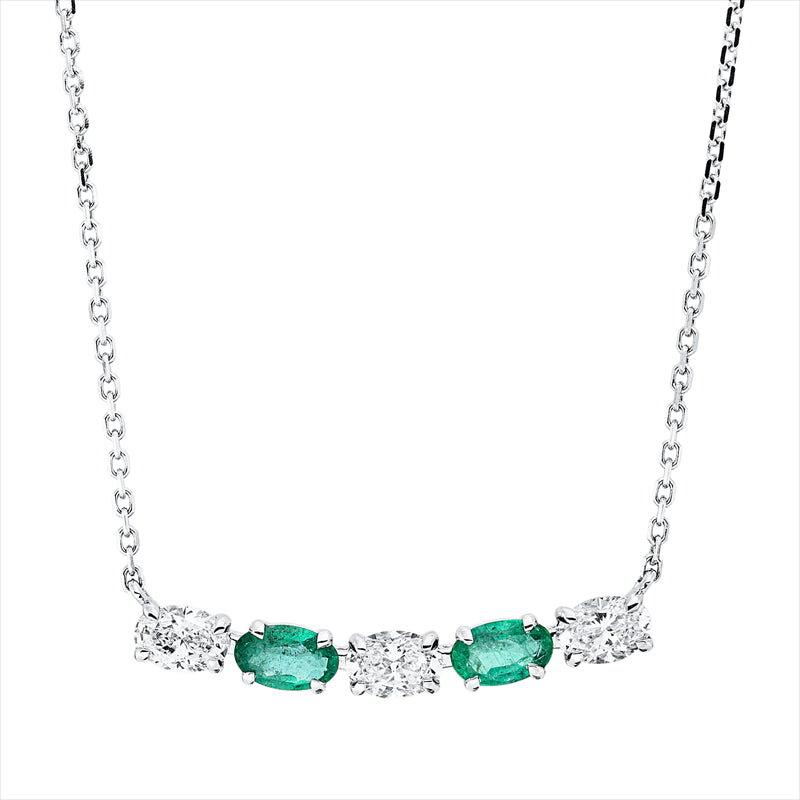 Collier mit Smaragd  aus 750/-18 Karat Weißgold mit 3 Diamanten 0