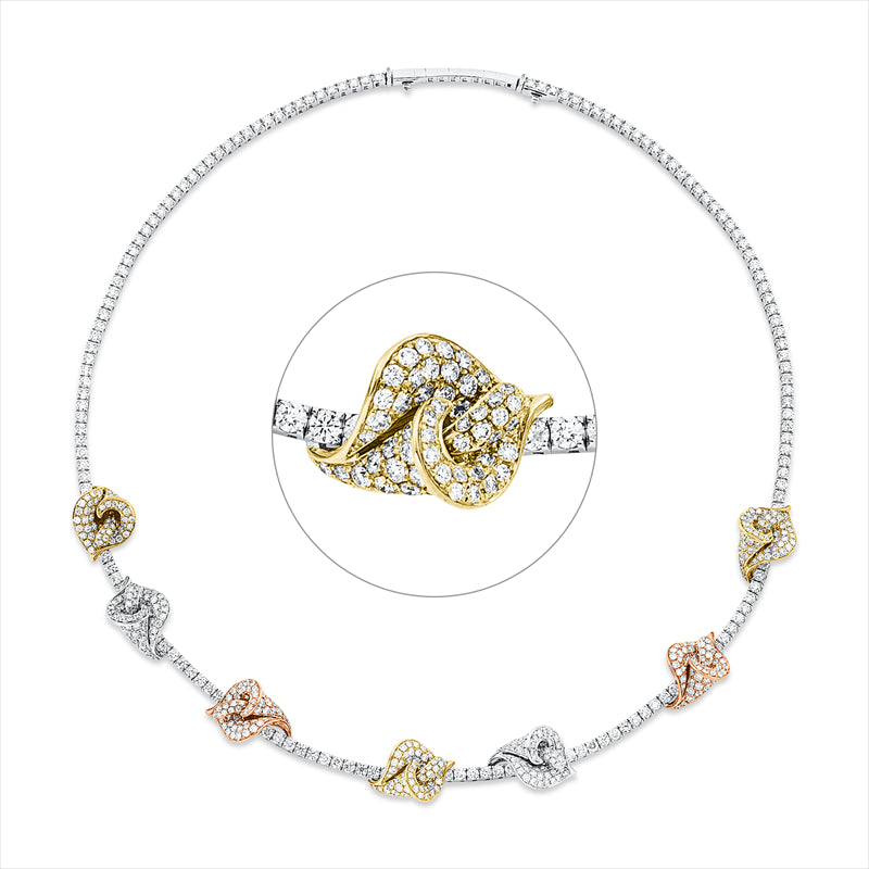 Collier    aus 750/-18 Karat Weißgold / Gelbgold / Rotgold mit 606 Diamanten 12