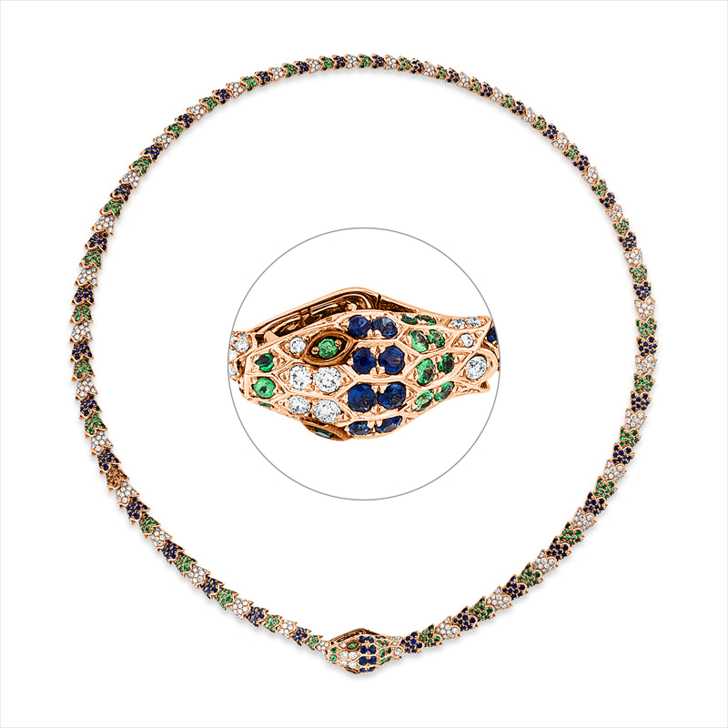 Collier mit Saphir  aus 750/-18 Karat Rotgold mit 373 Diamanten 3