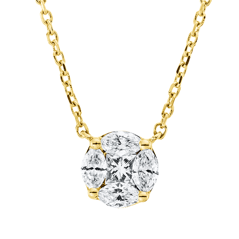 Collier    aus 750/-18 Karat Gelbgold mit 5 Diamanten 0