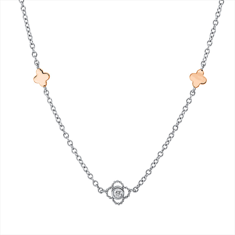 Collier    aus 750/-18 Karat Weißgold / Rotgold mit 5 Diamanten 0