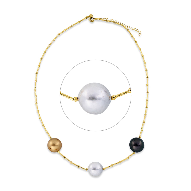 Collier   mit Tahiti aus 750/-18 Karat Gelbgold  