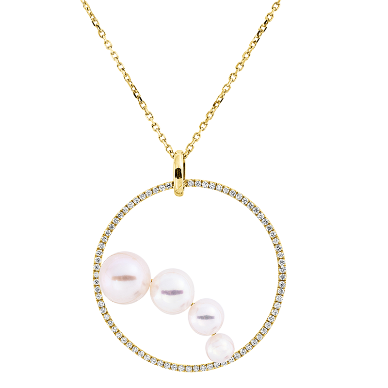 Collier   mit Süßwasserp aus 750/-18 Karat Gelbgold mit 78 Diamanten 0