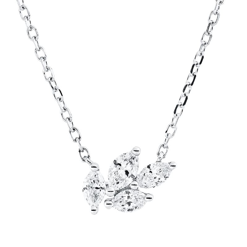 Collier    aus 750/-18 Karat Weißgold mit 4 Diamanten 0