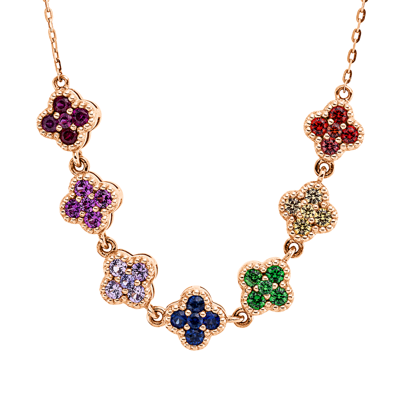 Collier mit Saphir  aus 750/-18 Karat Rotgold  