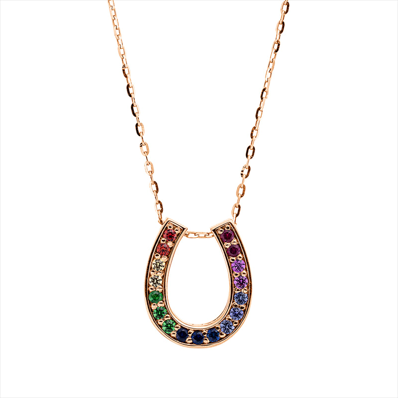 Collier mit Saphir  aus 750/-18 Karat Rotgold  