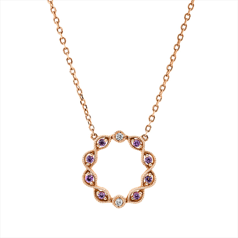 Collier mit Saphir  aus 750/-18 Karat Rotgold mit 2 Diamanten 0