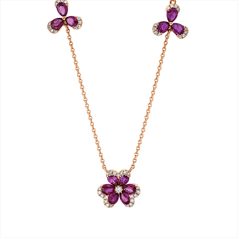 Collier mit Rubin  aus 750/-18 Karat Rotgold mit 46 Diamanten 0