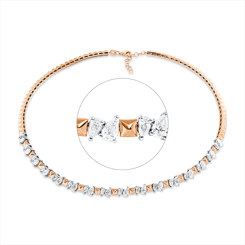 Collier    aus 750/-18 Karat Rotgold / Weißgold mit 32 Diamanten 4