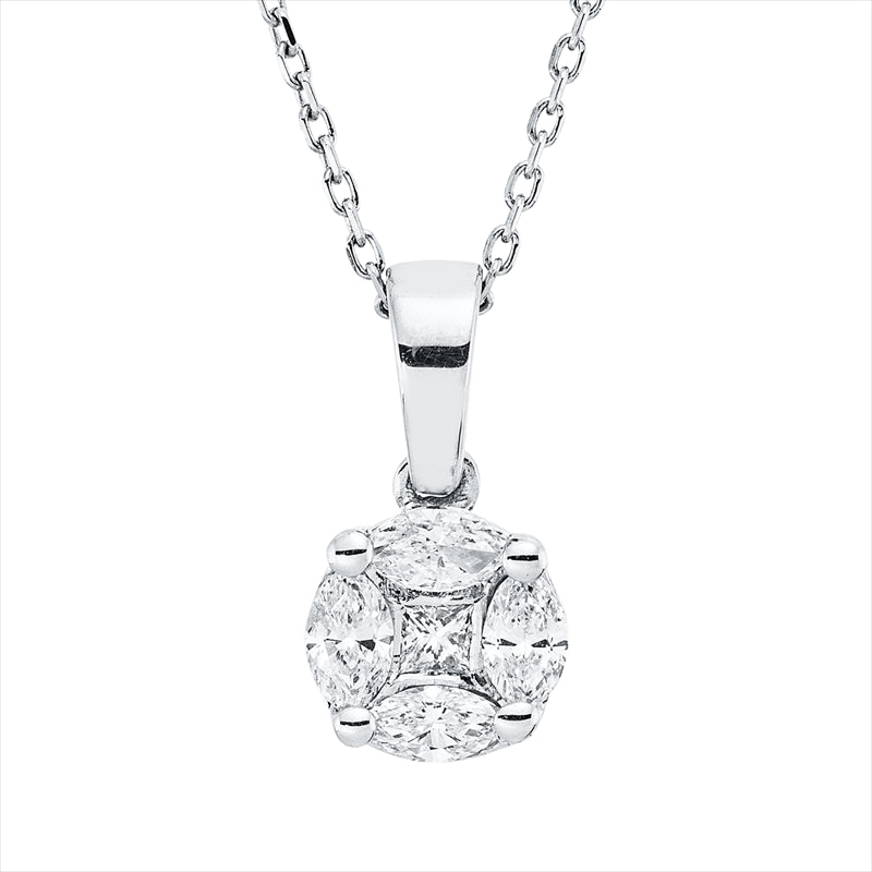 Collier    aus 750/-18 Karat Weißgold mit 5 Diamanten 0