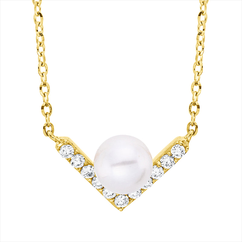 Collier   mit Süßwasserperle aus 750/-18 Karat Gelbgold mit 11 Diamanten 0