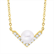 Collier   mit Süßwasserperle aus 750/-18 Karat Gelbgold mit 11 Diamanten 0
