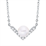 Collier   mit Süßwasserperle aus 750/-18 Karat Weißgold mit 11 Diamanten 0